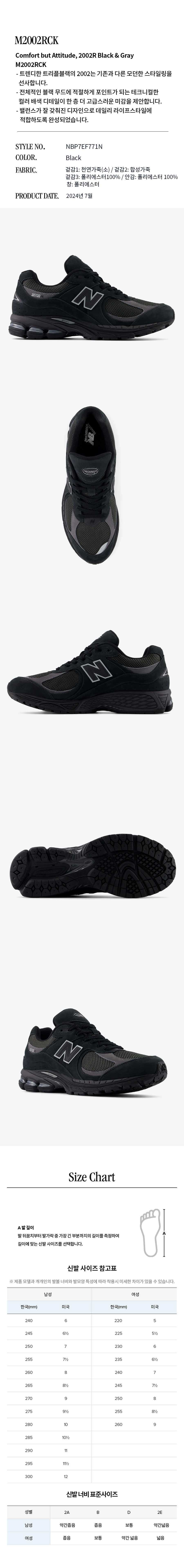 뉴발란스 남성 여성 운동화 런닝화 NBP7EF771N / M2002RCK (BLACK)