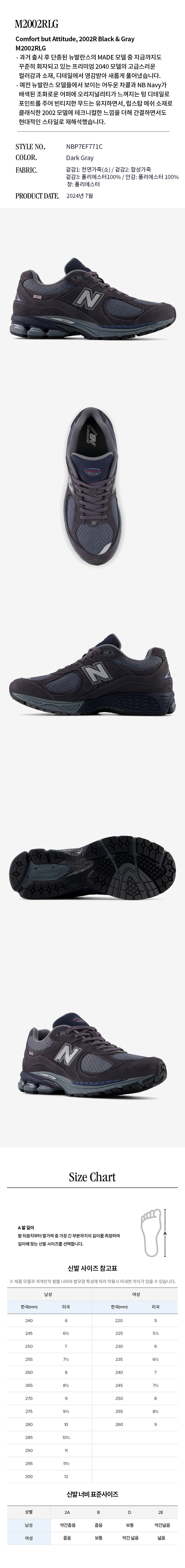 뉴발란스 남성 여성 운동화 런닝화 NBP7EF771C / M2002RLG (D/GRAY)